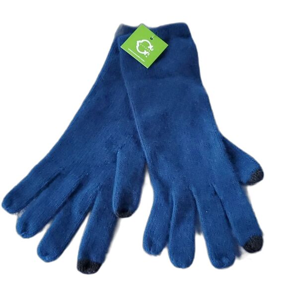 Gloves knit wool rabbit rayon nylon Blue M/L NWT - Picture 1 of 5